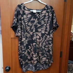 Cabi Black and Pink Stripe Blouse XL